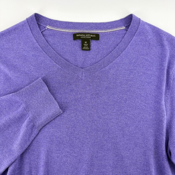 Banana Republic Other - Banana Republic Sweater Mens M Purple Silk Cashmere Cotton Luxury Blend V-Neck